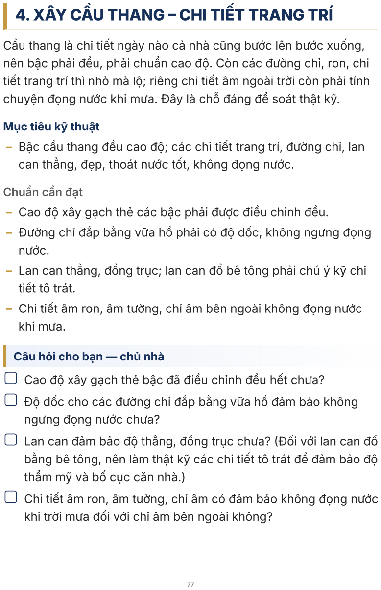 Trang ruột phần hoàn thiện với ô tick tay